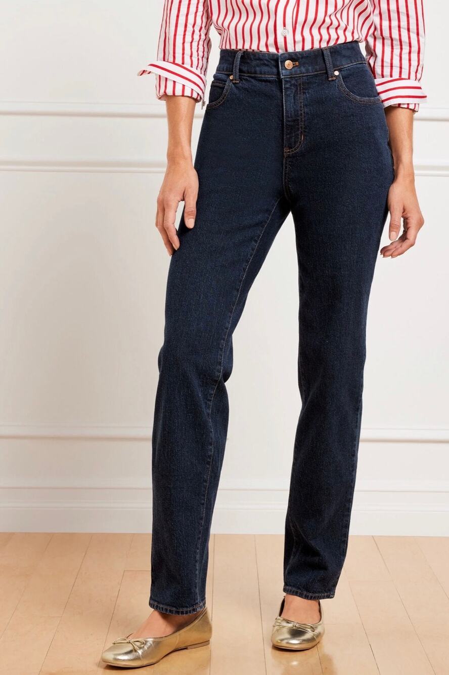 Talbots High Waist Relaxed Jean Straight Leg Michele Wash Denim Stretch 12